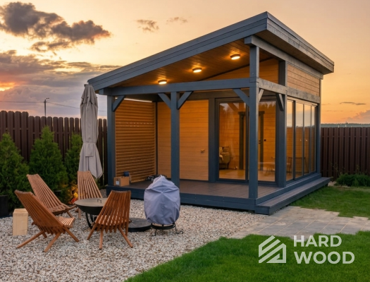 Серая беседка для дачи из дерева №101 - фото 2296